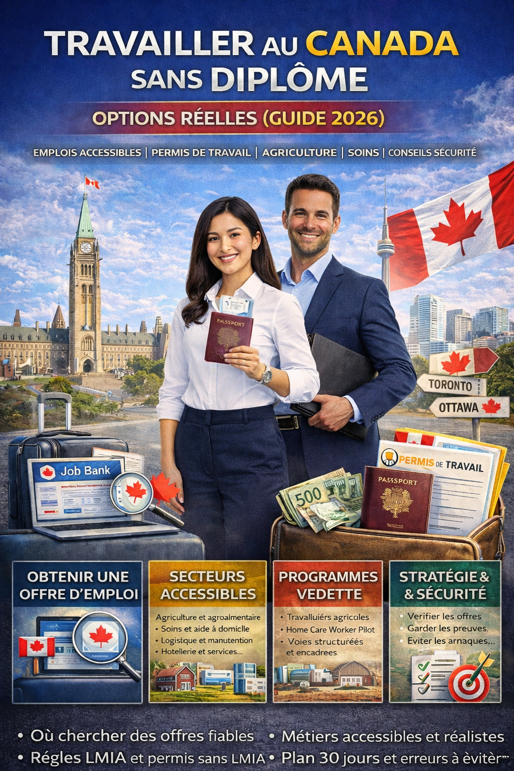Travailler au Canada sans diplôme : options réelles (guide 2026)