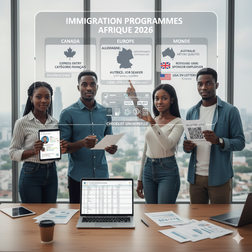 Programmes d’immigration pour Africains : les options légales les plus réalistes en 2026 (pays, conditions, démarches)